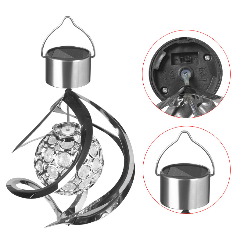 Handgemachtes magisches Solar-Windspiel Lampe Drehende Gartenleuchte