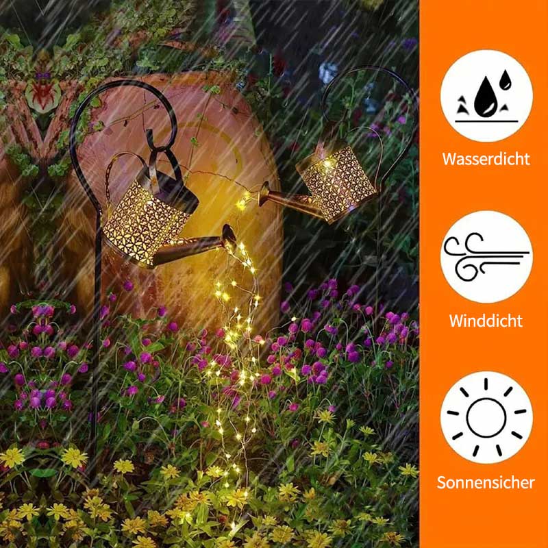 Solar Gartenleuchte in Gießkannenform mit Wassereffekt