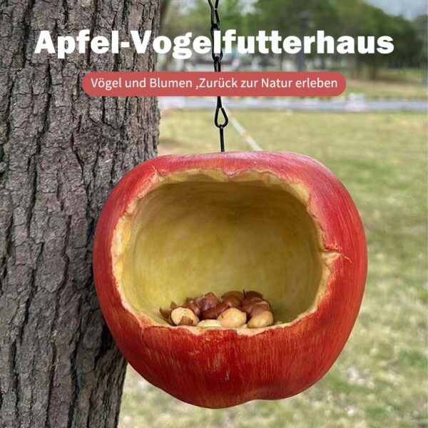 Vogelfutterspender in Apfelform aus Harz für Garten